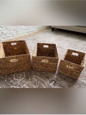 Medium Bouclair Woven Hyacinth Baskets - Variety of sizes.